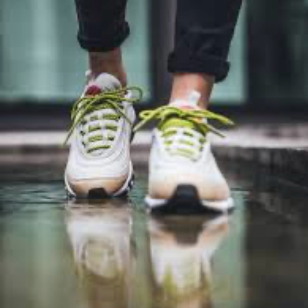Stylish White and Green Sneakers